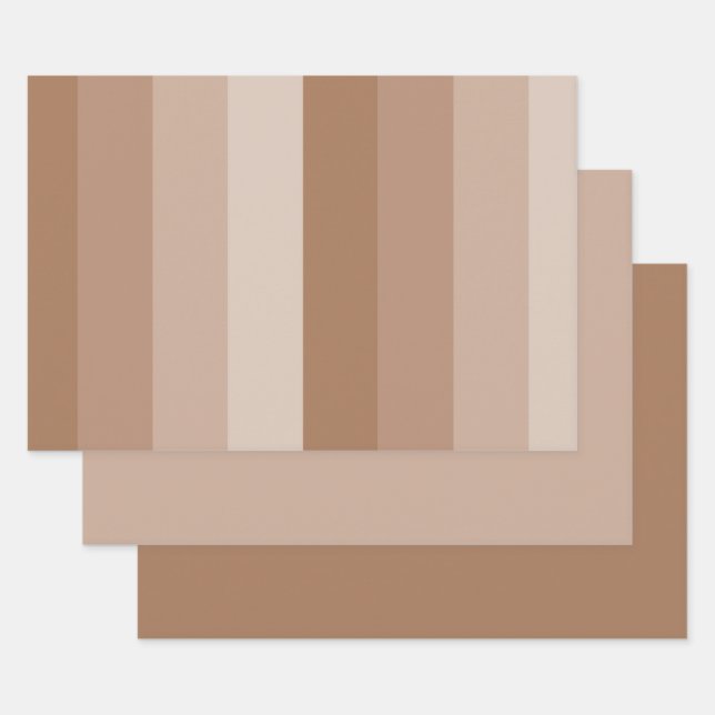 Shades of Brown Stripes Wrapping Paper Sheet (Set)