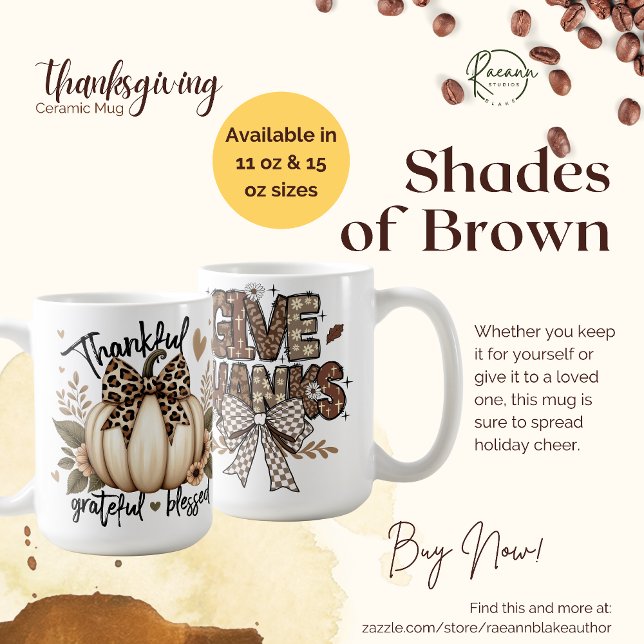 Shades of Brown Thanksgiving Ceramic Mug (Creator Uploaded)
