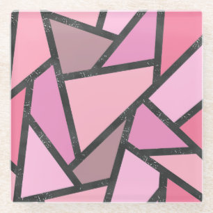 Shades of coral stained glass pattern coaster