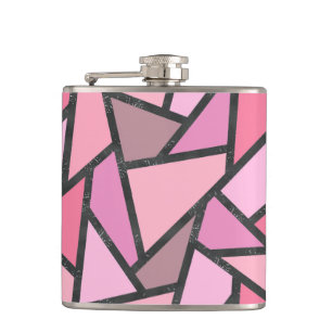 Shades of coral stained glass pattern hip flask