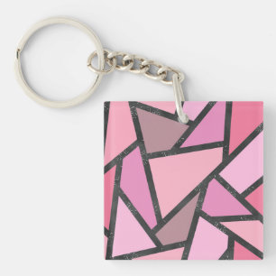 Shades of coral stained glass pattern key ring
