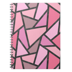 Shades of coral stained glass pattern notebook