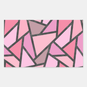 Shades of coral stained glass pattern rectangular sticker