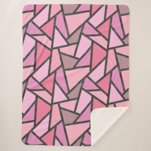 Shades of coral stained glass pattern sherpa blanket