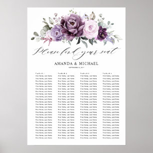 Shades of Dusty Purple Blooms Guest Seating Chart