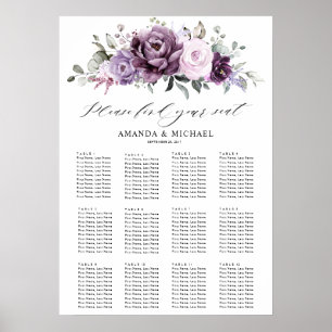 Shades of Dusty Purple Blooms Guest Seating Chart