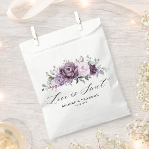Shades of Dusty Purple Blooms Moody Floral Wedding Favour Bags