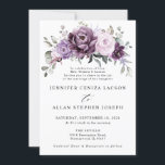 Shades of Dusty Purple Blooms Moody Floral Wedding Invitation<br><div class="desc">Elegant and modern floral midsummer wedding invitation features a bouquet of watercolor roses peonies in shades of purple plum, dusty rose, dusty pink , mauve, sage with lush green botanical leaves and eucalyptus. Please find more matching designs and variations from my "blissweddingpaperie" store. And feel free to contact me for...</div>