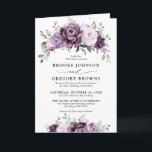Shades of Dusty Purple Blooms Moody Floral Wedding Invitation<br><div class="desc">Elegant and modern floral midsummer wedding invitation features a bouquet of watercolor roses peonies in shades of purple plum, dusty rose, dusty pink , mauve, sage with lush green botanical leaves and eucalyptus. Please find more matching designs and variations from my "blissweddingpaperie" store. And feel free to contact me for...</div>