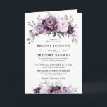 Shades of Dusty Purple Blooms Moody Floral Wedding Invitation<br><div class="desc">Elegant and modern floral midsummer wedding invitation features a bouquet of watercolor roses peonies in shades of purple plum, dusty rose, dusty pink , mauve, sage with lush green botanical leaves and eucalyptus. Please find more matching designs and variations from my "blissweddingpaperie" store. And feel free to contact me for...</div>