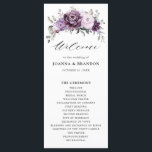 Shades of Dusty Purple Blooms Moody Floral Wedding Programme<br><div class="desc">Elegant and modern floral midsummer wedding program features a bouquet of watercolor roses peonies in shades of purple plum, dusty rose, dusty pink , mauve, sage with lush green botanical leaves and eucalyptus. Please find more matching designs and variations from my "blissweddingpaperie" store. And feel free to contact me for...</div>