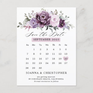 Shades of Dusty Purple Calendar Save the date Postcard