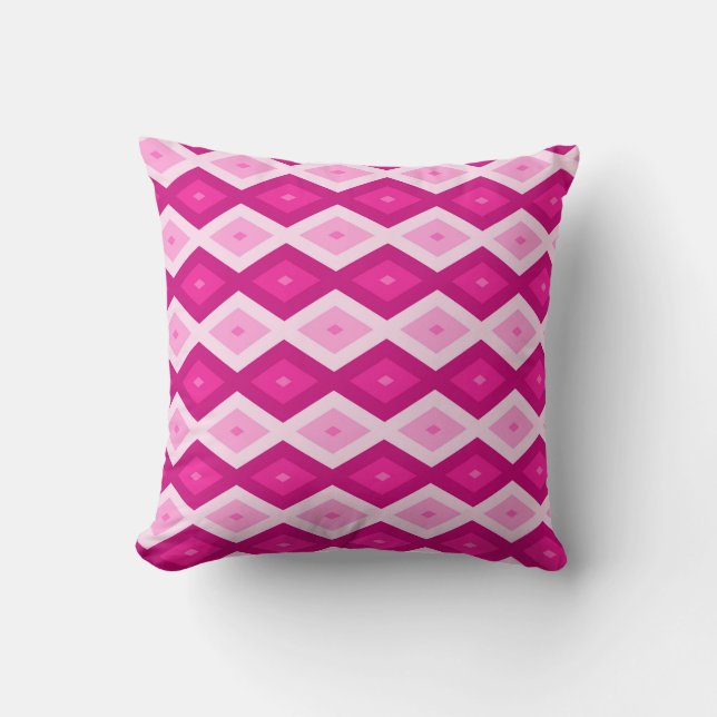 Shades of fuchsia diamond pattern cushion (Front)