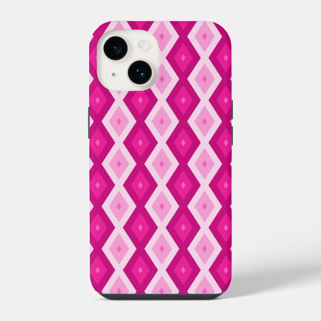 Shades of fuchsia diamond pattern iPhone case (Back)