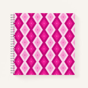 Shades of fuchsia diamond pattern notebook