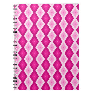 Shades of fuchsia diamond pattern notebook