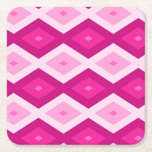 Shades of fuchsia diamond pattern square paper coaster