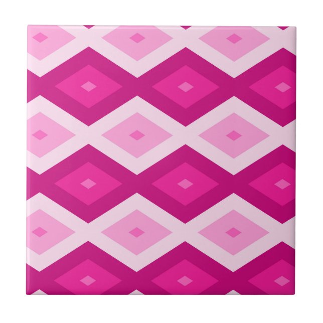 Shades of fuchsia diamond pattern tile (Front)