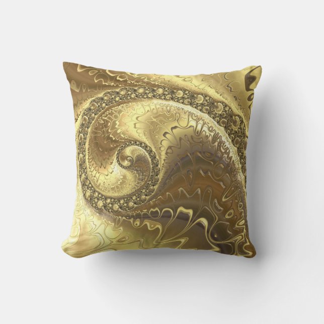 Shades of Gold Fractal Cushion (Front)