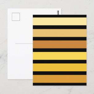 Shades Of Golden Yellow Stripes On Black  Postcard
