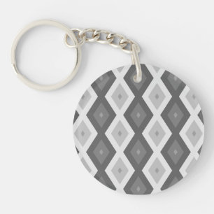 Shades of gray diamond pattern key ring