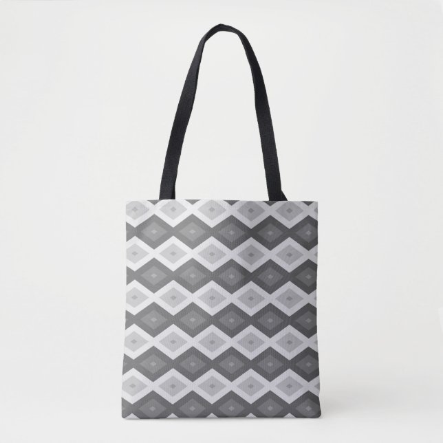 Shades of gray diamond pattern tote bag (Front)