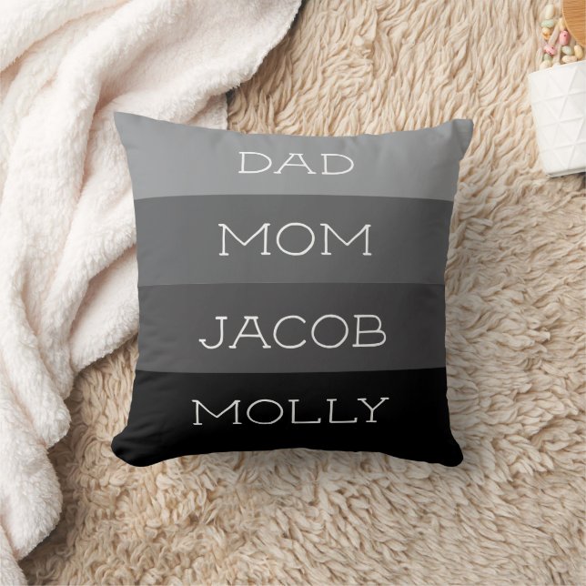 Shades of Gray Family of Four Names Cushion (Blanket)