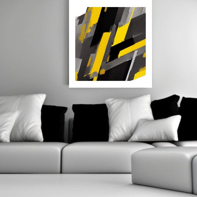 Shades of Gray & Yellow Abstract Canvas Print (Creator Uploaded)