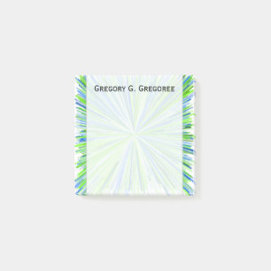 Shades of Green and Blue Line Burst Pattern + Name Post-it Notes