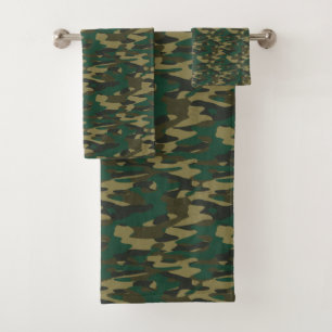 Shades of Green Camo Bath Towel Set