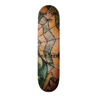 shades of green chevron cobweb abstract retro art skateboard