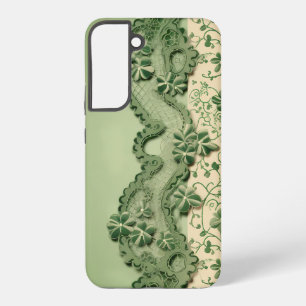 SHADES OF GREEN & CREAM ORNATE IRISH LACE LOOK SAMSUNG GALAXY CASE
