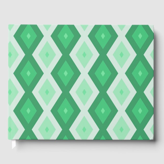 Shades of green diamond pattern guest book (Front)