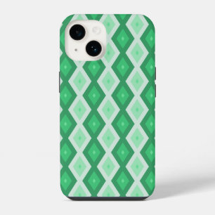 Shades of green diamond pattern iPhone 14 case