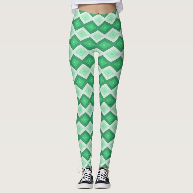 Shades of green diamond pattern leggings (Front)