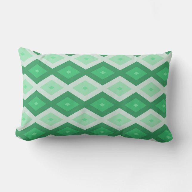 Shades of green diamond pattern lumbar cushion (Front)