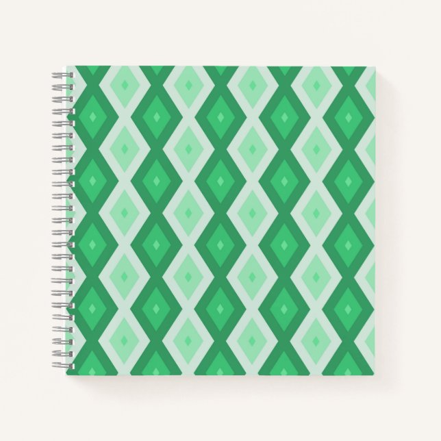Shades of green diamond pattern notebook (Front)
