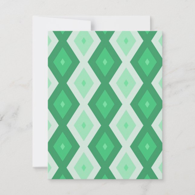 Shades of green diamond pattern RSVP card (Front)