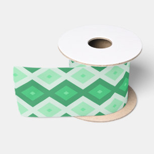 Shades of green diamond pattern satin ribbon