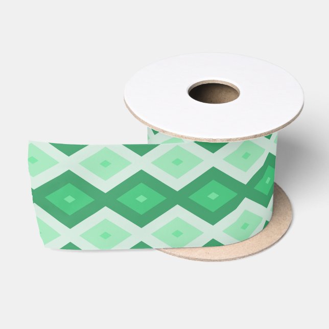 Shades of green diamond pattern satin ribbon (Spool)