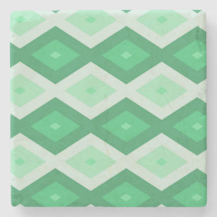 Shades of green diamond pattern stone coaster