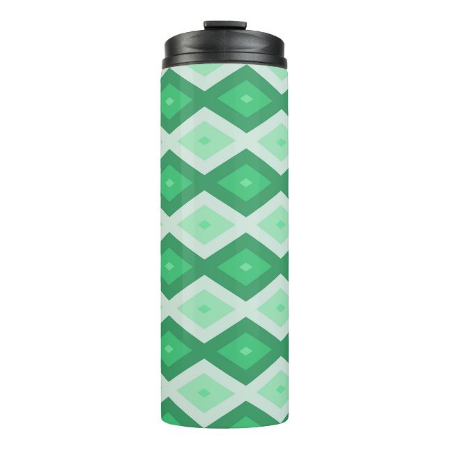 Shades of green diamond pattern thermal tumbler (Front)