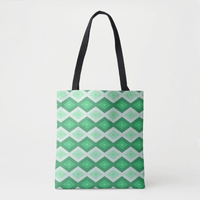 Shades of green diamond pattern tote bag (Front)
