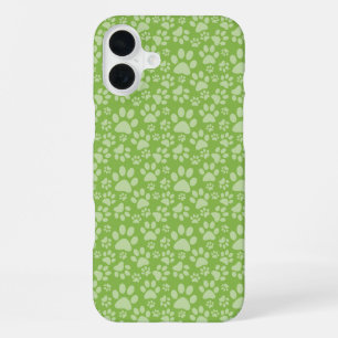 SHADES OF GREEN DOG PAW PRINTS iPhone 16 PLUS CASE
