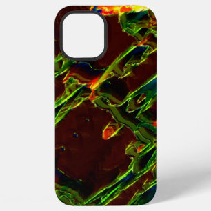 Shades of green drained in flame of fire iPhone 12 pro max case