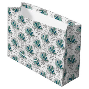Shades of Green Floral Abstract Doodle Art Style Large Gift Bag