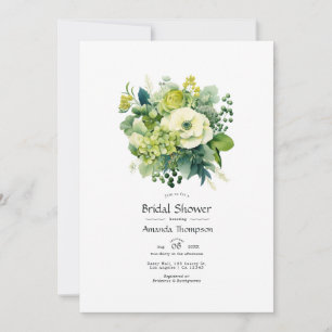 Shades of Green Floral Bridal Shower Invitation