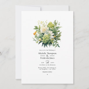 Shades of Green Floral Wedding Invitation
