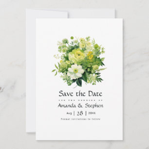 Shades of Green Floral Wedding Save The Date