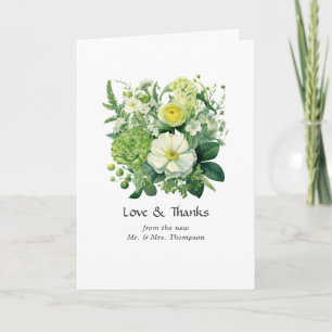 Shades of Green Floral Wedding Thank You Card